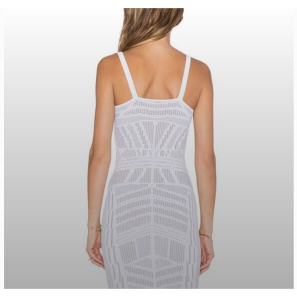 Ronny Kobo White and Nude Tribal Design Bandage Midi Dress Size Bodycon Small - Picture 3 of 13
